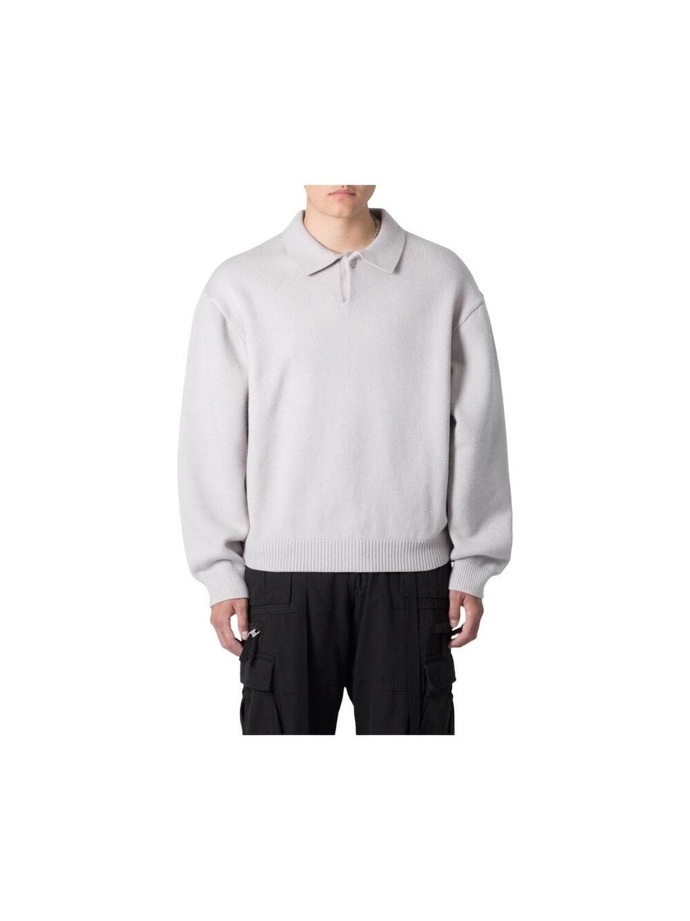 MNML Men's Long Sleeve Light Gray Polo Sweater NWT Size XL